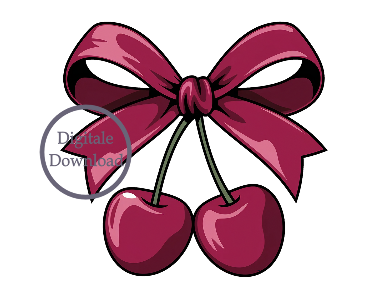 Red Cherry Bow Digitaal