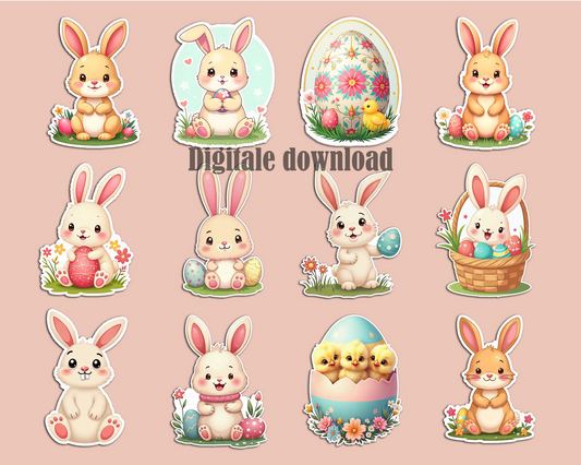Easter Bunny's Stickers Digitaal