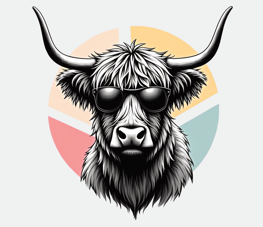 Higlander Cow Bril DTF Transfer
