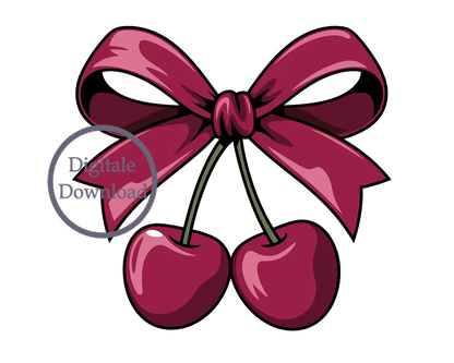 Red Cherry Bow Digitaal
