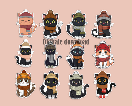 Winter Katjes Stickers Digitaal